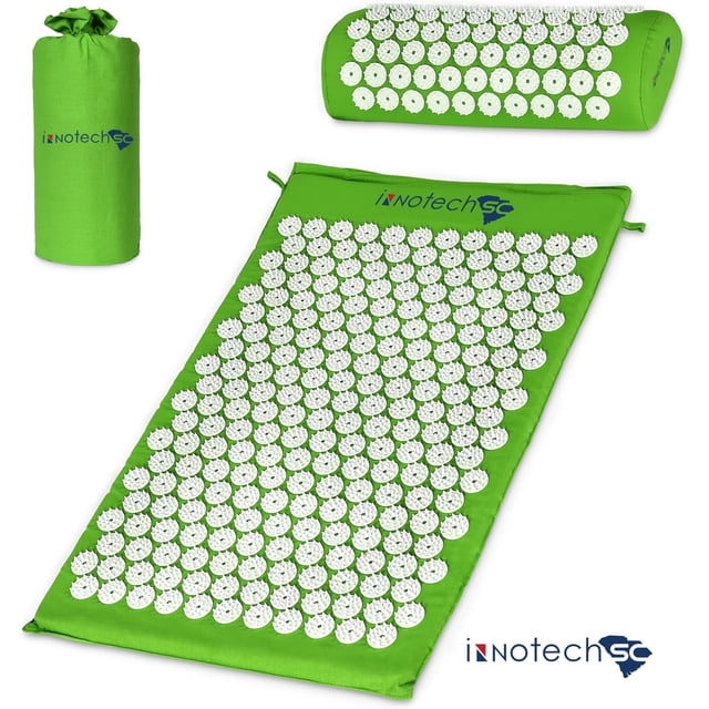 Innotech Sc Juego de Almohada y Tapete de Acupresión para Aliviar el Dolor de Espalda/cuello y Relajación Muscular con Bolsa de Transporte