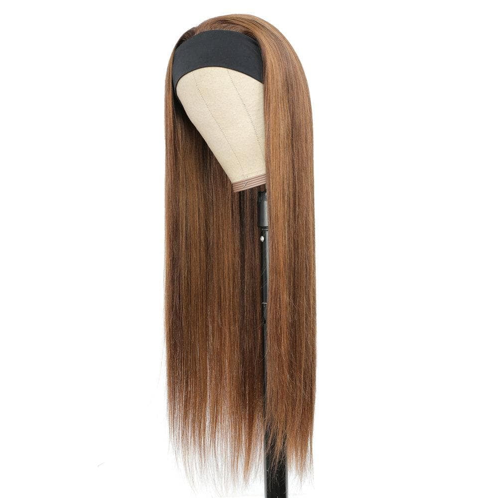 4/30 Ombre Highlight Headband Wig Human Hair Straight Glueless None Lace Front Headband Wig Brazilian Virgin Hair Wigs for Black Women - 24 inch