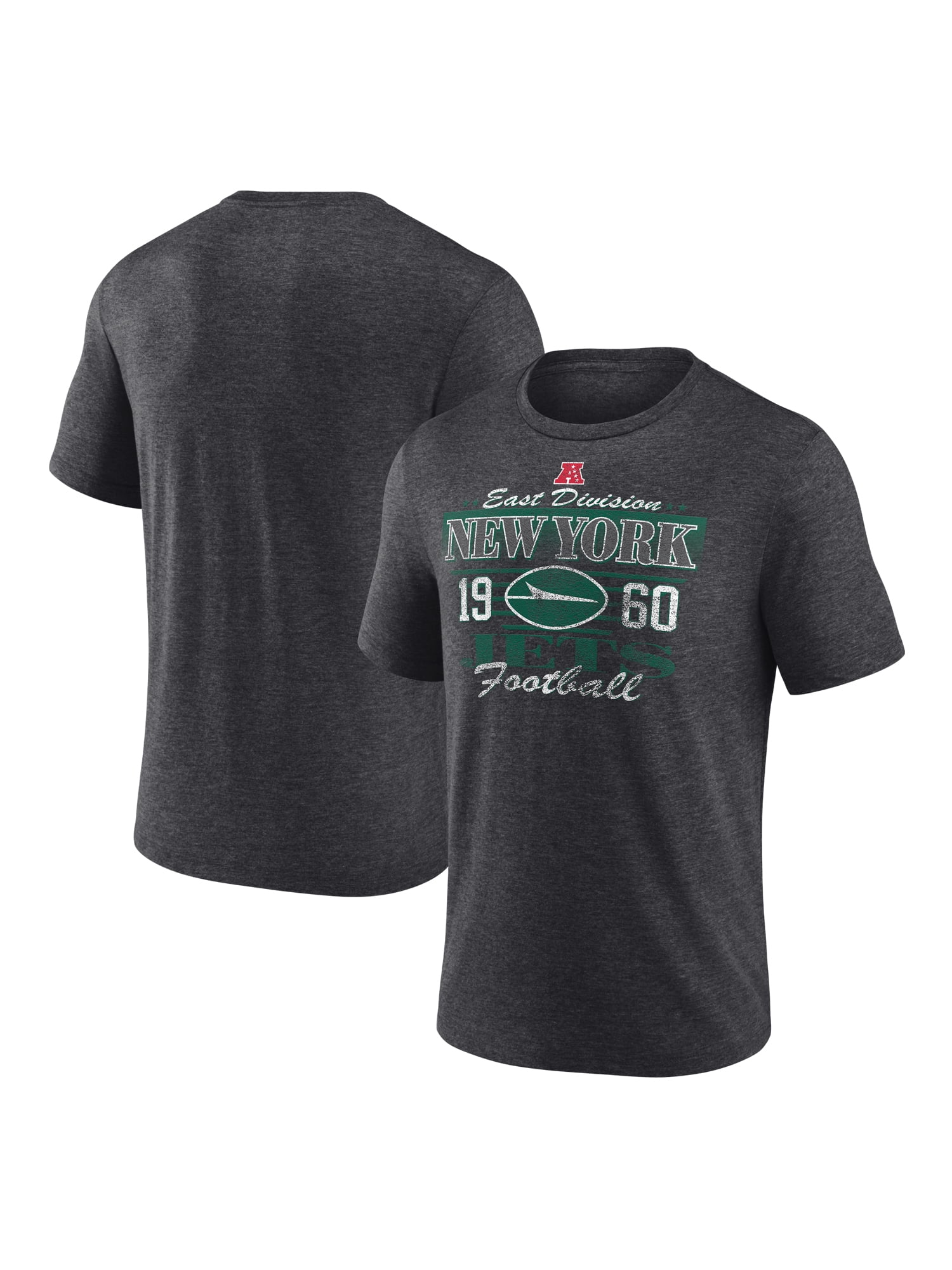 NFL New York Jets Men's Synthetic Charcoal Heather Short Sleeve T-Shirt