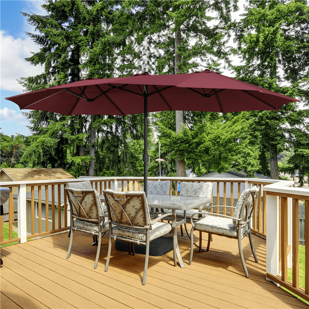 Renwick 13 FT Triple-Size Extra Large Patio Umbrella with Crank, Burgundy
