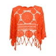 thumbnail image 4 of Womens Summer Tops Lace Cove Up Neck Long Sleeve Sweater Crochet Hollow Out Knit Pullover Cover Up Womens Clothing, 4 of 5