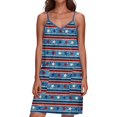 thumbnail image 2 of Women's Casual V-Neck Sundress, Sleeveless Summer Dress with Patriotic Print and Pockets, Comfortable Apparel for Festivals and Travel,Royal Blue 2XL, 2 of 5