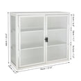 thumbnail image 3 of Bathroom Wall Cabinet, Metal Cabinet Over the Toilet Storage Cabinet with Fluted Glass Doors and Adjustable Shelves for Kitchen Living Room Entryway, 27.6''L x 9.1''W x 23.6''H,  White, 3 of 8