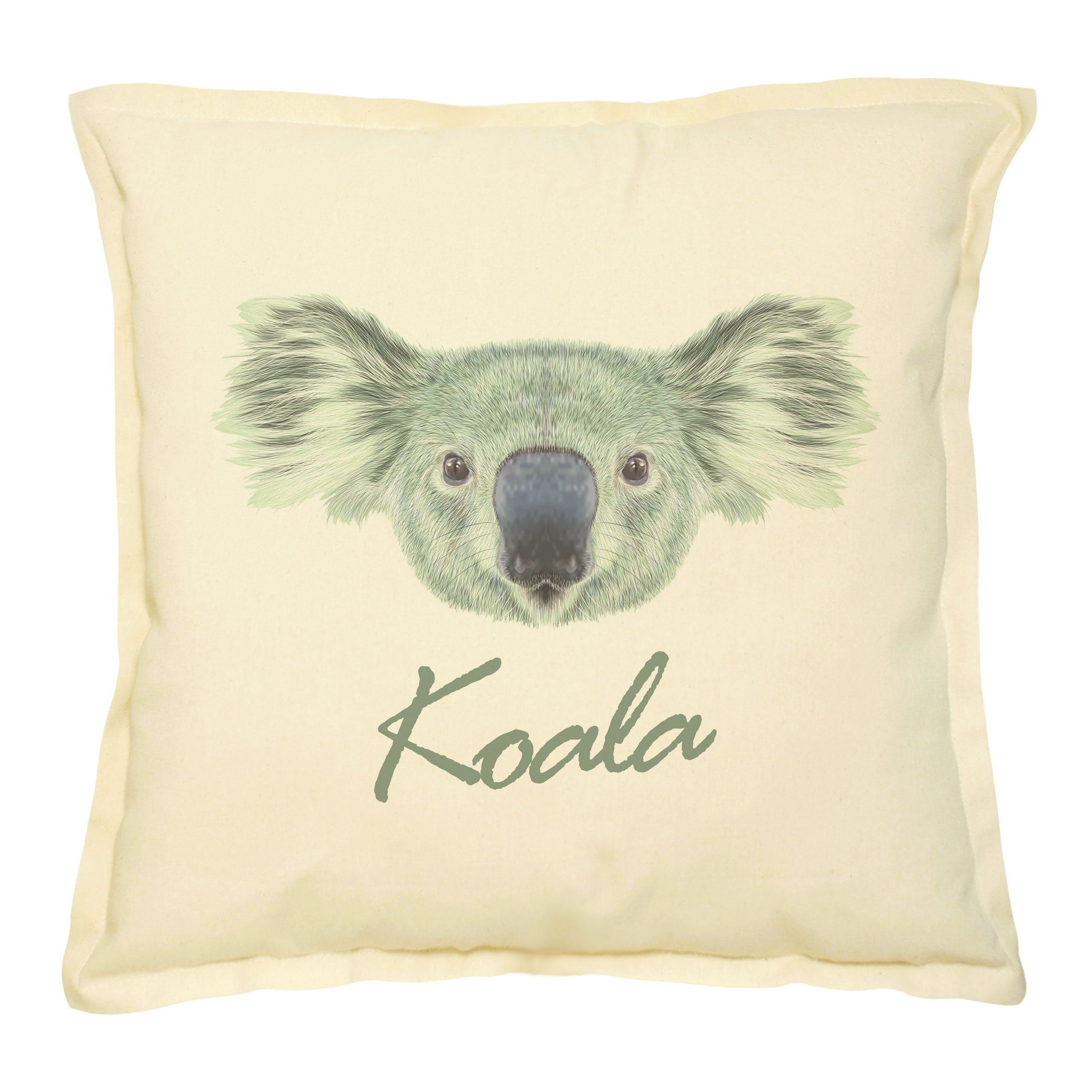 Portrait of Koala Bear Printed Khaki Decorative Pillow Case VPLC_02