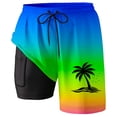 thumbnail image 3 of Mens Swim Shorts Summer Casual Swim Shorts with Double Layer Pants Inside Pockets Hawaiian Holiday Relaxed Mens Beach Shorts, 3 of 4