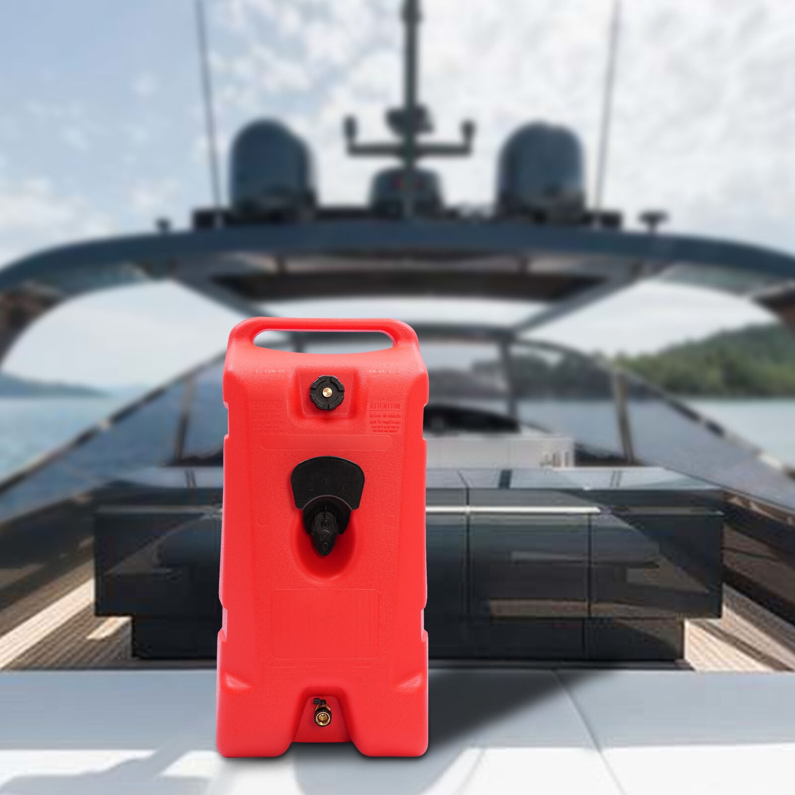 75L (19.8Gal) Marine Fuel Tank - Portable Red HDPE Gasoline Storage with 9.8ft Fuel Gun for Boats & Small Engines
