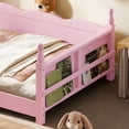 thumbnail image 4 of Bellemave Montessori Twin Floor Bed with Bookshelf, Solid Wood Kids Twin Size Bed Frame with Rail and Slats, No Box Spring Needed (Pink), 4 of 8