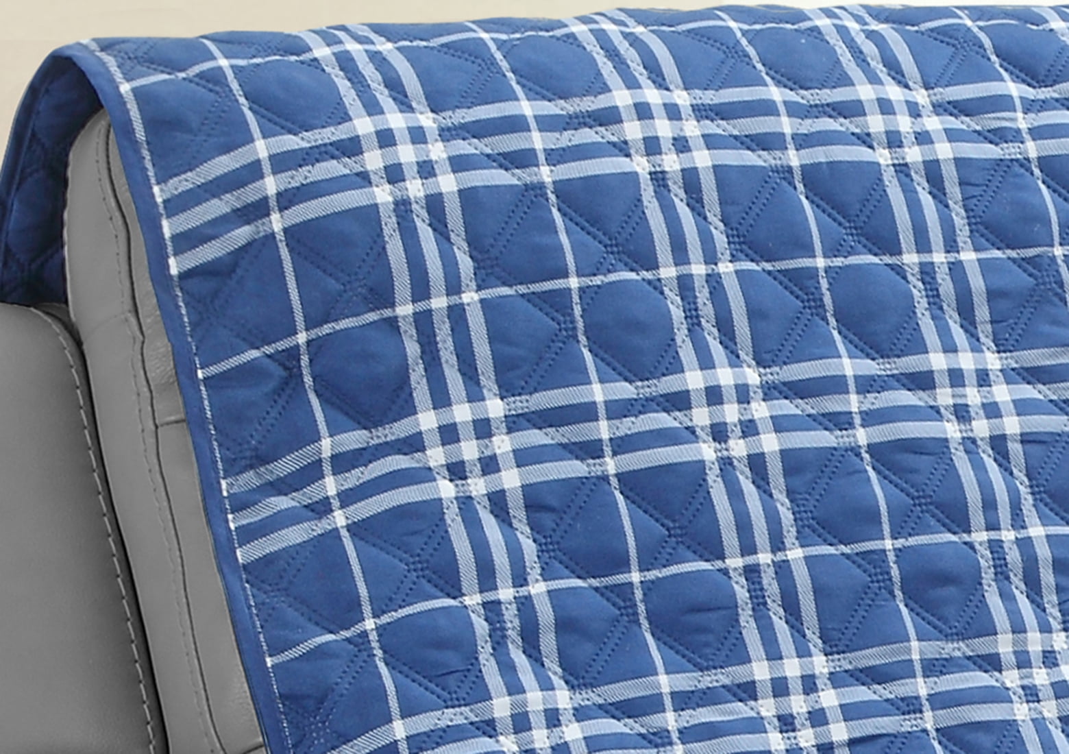 Blue Plaid Loveseat Furniture Protector