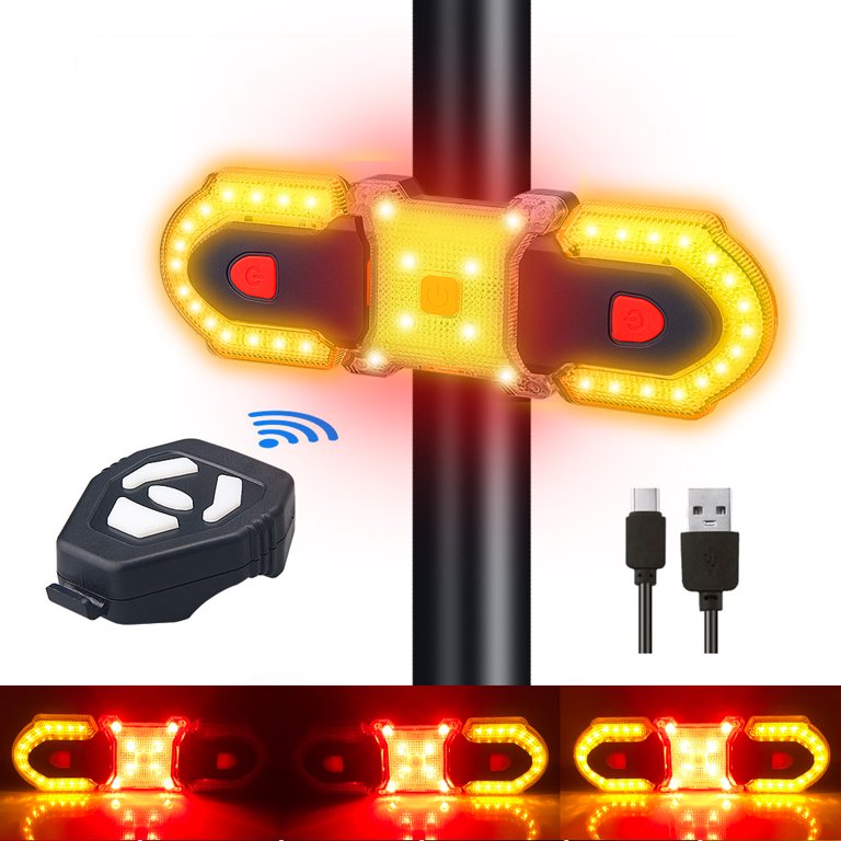 Oricycle Rechargeable Bike Tail Light LED - Remote Control, Turning Lights,  Ground Lane Alert, Waterproof, Easy Installation for Cycling Safety Warning  Light