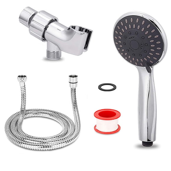 Head, High Pressure Handheld head with Hose, 5 Settings Chrome Finished Hand Held Rainfall Set