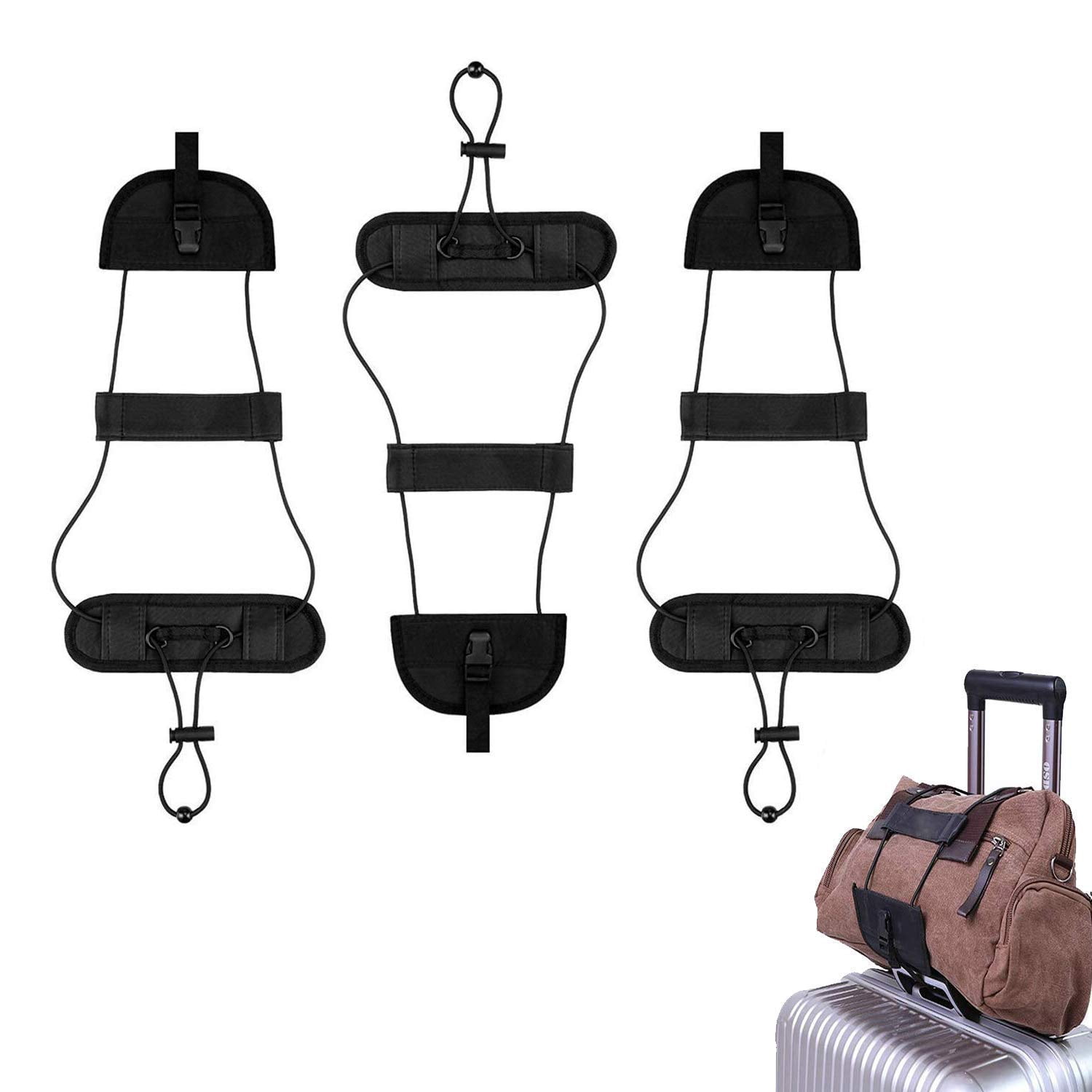 Luggage Bungee Straps 2 Pack with Buckles Elastic Adjustable Sturdy Belt for Roller Case Suitcase Bag Blanket Travelling