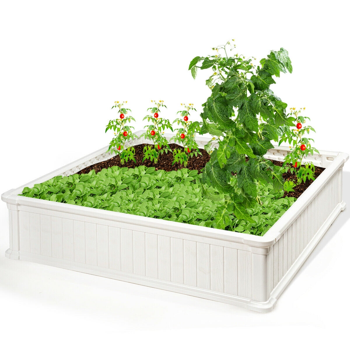 Lonabr Raised Garden Bed Square Planter Box Plant Herb Flowers Tomato Outdoor 