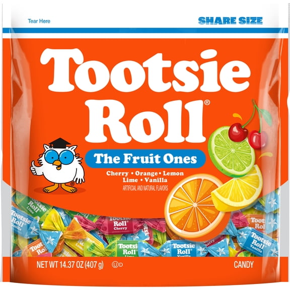 Tootsie Roll Fruit Chews, Assorted Fruit Flavors, 14.37 oz. Gluten Free, Peanut Free. Contains Milk and Soy.
