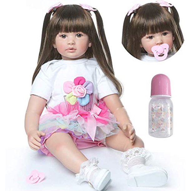 Pinky 24 Inch 61cm Lovely Reborn Baby Girl Dolls Toddler Realistic Looking Life Like Baby Doll Vinyl Silicone Long Hair Babies Toy Gift Walmart Com Walmart Com