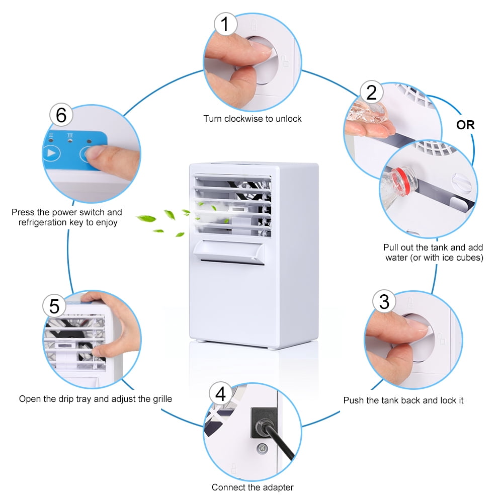 NEX 3-in-1 Portable Air Conditioner 2729 BTU, Personal Space Cooler, Humidifier, Purifier(NX-CA001WH), White
