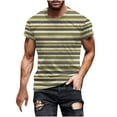thumbnail image 2 of Yaoyar Mens Fashion Striped Printed Casual T Shirts Regular Fit Short Sleeve Round Neck Pullover Shirt Classic Top Street Wear Blouse,Army Green,5XL, 2 of 4