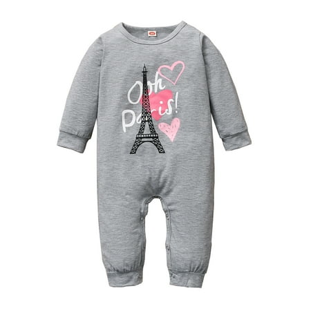

Baby Boy Winter Clothes 6 Months Baby Boys Casual Bodysuits 9 Months Baby Boys Long Sleeve Carton Prints Bodysuits Gray