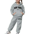thumbnail image 7 of Girls Fashion Girls' Clothing Sets Child Toddler Boys Girls Long Sleeve Solid Warm Hoodie Pullover Tops Pants Kids Outfits Sweat Suit, 7 of 7