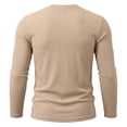 thumbnail image 5 of Stamzod Long Sleeve Shirts for Men Casual V-Neck Textured Knitted Pullover Tops Fall Fashion Workout Oversized Tshirts Khaki-3 XXXL, 5 of 7