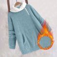 thumbnail image 2 of Women's Sherpa Fleece Tunic Tops with Pocket Fuzzy Warm Winter 1/4 Zip Pullover Loose Colorblock Sweater Pajamas (XL, Light Blue), 2 of 7