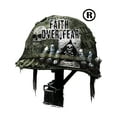 thumbnail image 2 of War Helmet Faith Over Fear Graphic Print Cotton T-Shirt, grunge y2k emo scene tapout goth amity affliction clothes, Unisex T-shirt, 2 of 7