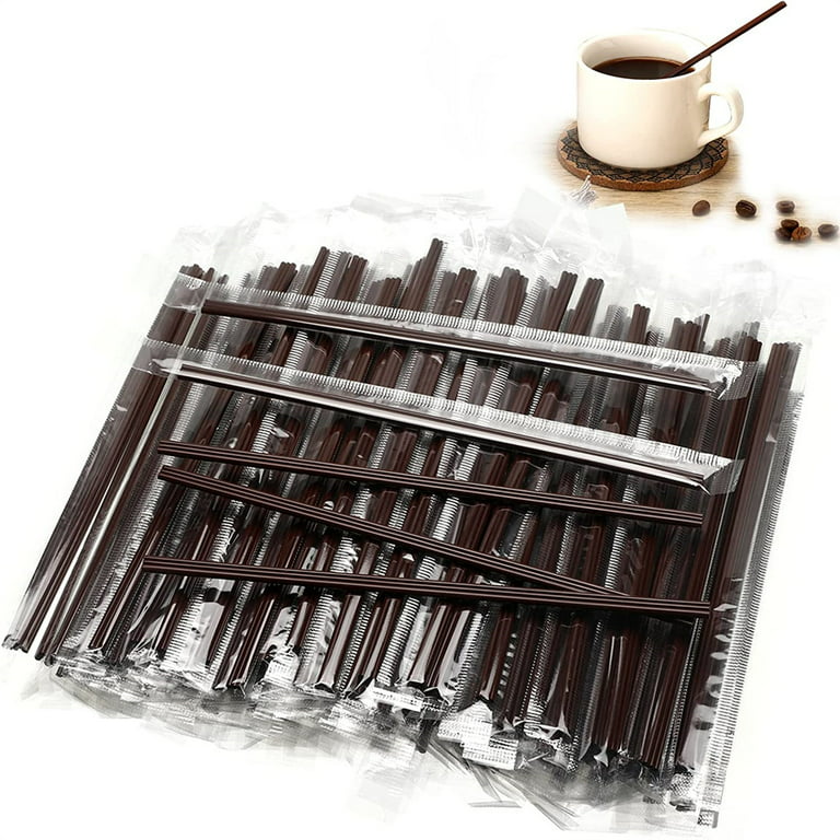NOGIS 50 Pieces Plastic Coffee Stirrers Sticks 6.7 Inches Coffee Straw  Stirring Rod Three Holes Coffee Straws Individually Wrapped Stir Straws