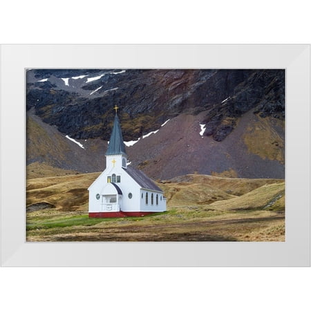 Goff, Ellen B. 14x11 White Modern Wood Framed Museum Art Print Titled - Southern Ocean-South Georgia-King Edward Cove-Grytviken-Grytviken whaling station-Church