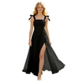 thumbnail image 2 of ITSAME Girls Smocked Slip Dress Square Neck Flowy Ruffle High-Low Hem Wedding Pageant Party Ball Gown Black Size 14, 2 of 6