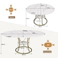 thumbnail image 6 of Ciphrias Extendable Round Dining Table 43-59 Inch, Marble Veneer Top with Storage Shelf Gold Metal Frame for Dining Room Kitchen, 6 of 8