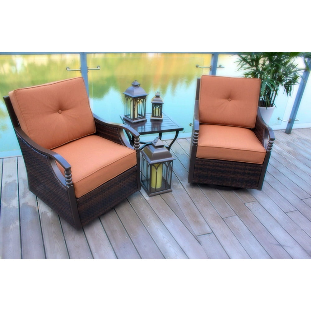Set of 2 Aluminum & Wicker Swivel Rocking Glider Patio Chairs - Walmart