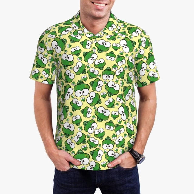 Fotbe Cartoon Frogs Camiseta Polo de Golf para Hombre con Estampado – Camisa Deportiva Transpirable con Cuello Abotonado-X-Large