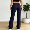 thumbnail image 5 of Flare Pants for Women Pull On Stretchy Drawstring Lounge Pants Bootcut Yoga Active Y2k Baggy Wide Leg Sweatpants Navy S, 5 of 6