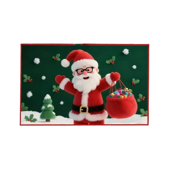 SDNall Kitchen Mats for Floor, Christmas Kitchen Mat, Floor Mats for Home, Christmas Floor Mat Crystal Velvet Household Kitchen Wear Bathroom Waterproof and Foot Mat Home Decoration