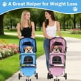 thumbnail image 5 of NiamVelo 3 Wheels Pet Stroller Dog Cat Stroller Travel Folding Carrier with Cup Holder & Storage Basket, Pink, 5 of 8
