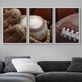 thumbnail image 3 of wall26 Framed Canvas Print Wall Art Set Baseball, Mitt, Football &amp; Basketball Sports Athletes Photography Realism Contemporary Scenic Colorful for Living Room, Bedroom, Office - 24"x36", 3 of 5