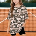 thumbnail image 2 of Atogsazn Kids Girls Camouflage Oversized Tshirt Children Casual Baggy Short Sleeve Pullover T-shirt Loose Fit Tee Tops Brown 8-9 Years Fashion, 2 of 9