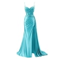 thumbnail image 1 of Vestido de fiesta RUMUGUYA, modesto y largo, tirantes finos, apliques de encaje, 1 of 6