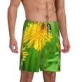 thumbnail image 2 of Tideii Bees Pollinates A Yellow Dandelion Print Men's Short Pajama Pants, Elastic Pocket Summer Pajama Pants Sleepwear, Lounge Pants-4X-Large, 2 of 6