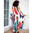 thumbnail image 3 of Edolynsa Plus Size Bathing Suit Cover up for Swimwear Women Lightweight Kaftan Robe Casual Beach Tunic Turkish Caftan, 3 of 7