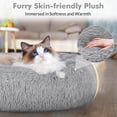 thumbnail image 2 of Cama para gatos Rabbitgoo, relajante, de felpa, rosquillas, color gris claro, 2 of 9