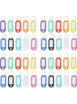 TOSEERY Key Chain Bulk Car Bling Accessories 50pcs Key ID Label Tags Key Labels Plastic Key Chain Tags Hotel Key Tags with Ring for Name Tag