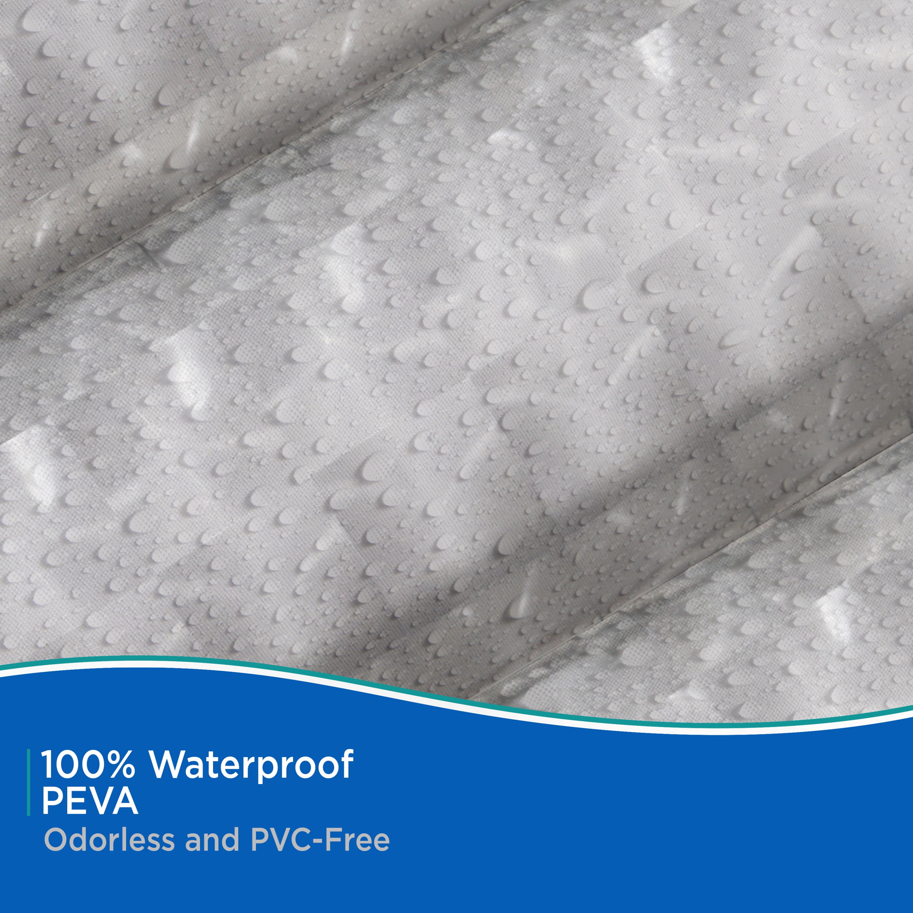 Kenney Medium Weight Embossed PEVA Shower Curtain Liner, 70" W x 72" H, Smoke