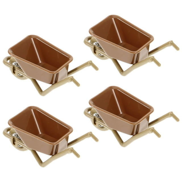 MasteelfCA 4pcs Mini Wheelbarrow Model Tiny Wheelbarrow Mini House Micro Landscape Decoration