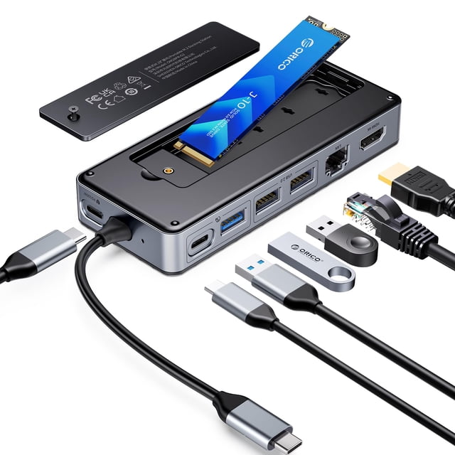 Hub USB-C ORICO OM28PR con carcasa SSD M.2 8 en 1 de 10 Gbps