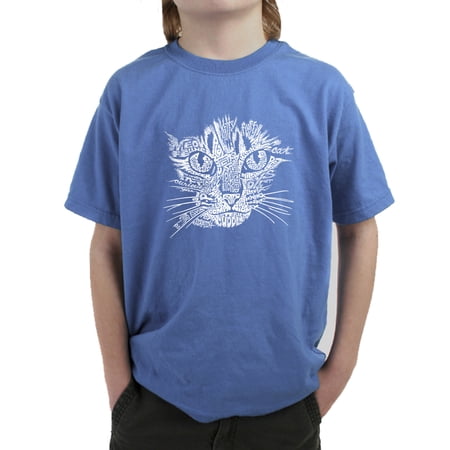 LA Pop Art Boy s Word Art T-shirt - Cat Face