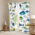 thumbnail image 3 of Manfei Vivid Rustic Fish Blackout Curtains, Marine Animal Window Curtains Pack of 2 (38x45 Each), White Blue, 3 of 6