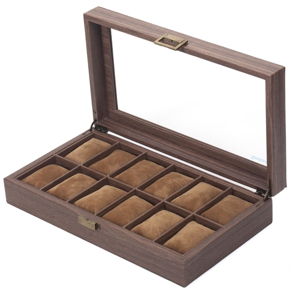 Readaeer 12 Slot PU Leather Watch Case Jewelry Storage Display Box for Men & Women