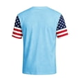 thumbnail image 4 of Zimjoy USA 250 Anniversary Shirts for Men USA Flag Spliced Short Sleeve Fourth of July Shirts Crew Neck Patriotic Independence Day T Shirt, Light Blue S, 4 of 5