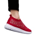 thumbnail image 4 of NexTorq Non Slip Shoes, Walking Shoes Women, Mesh Shoes, Women's Athletic Shoes, Women Rhinestone Mesh Sneakers Lightweight Breathable Slip-on Sports Shoes for Walking Running Casual Party, Red, 8.5, 4 of 4