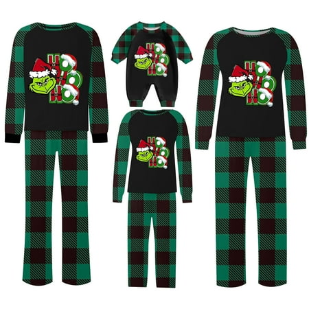 

TKing Fashion Grinch Holiday Christmas Pajamas Family Matching Pjs Set Xmas Jammies for Couples Youth Baby Baby 12 Months